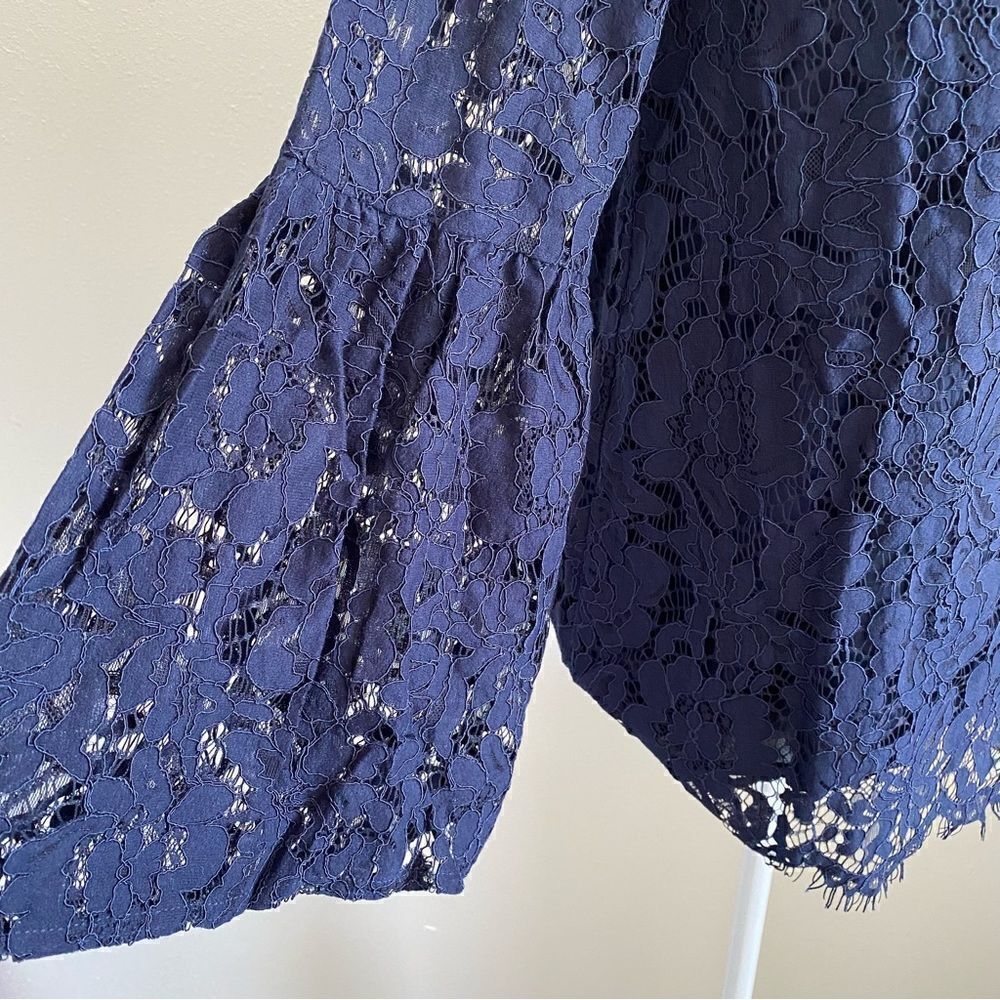 Chaser Woman’s Boho Lace Blouse Peasant Dark Blue Top M NEW - Picture 9 of 14